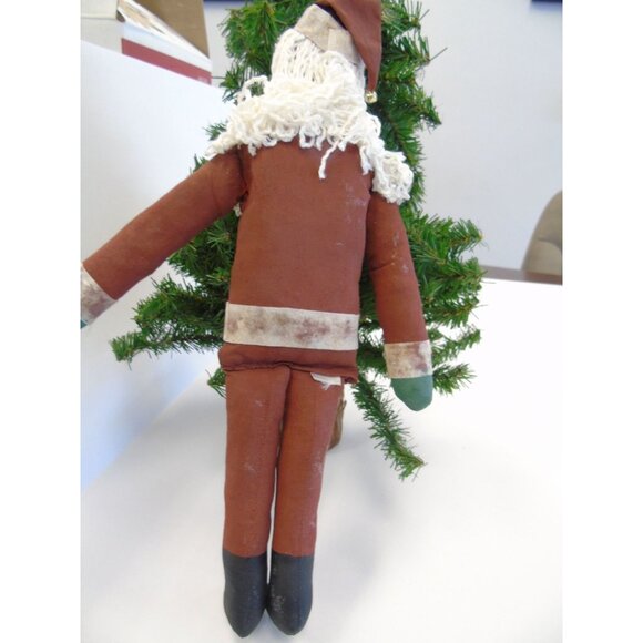 Vintage Christmas Santa Doll Made From Wood And Fabric Beard And Three Buttons - Picture 4 of 4
